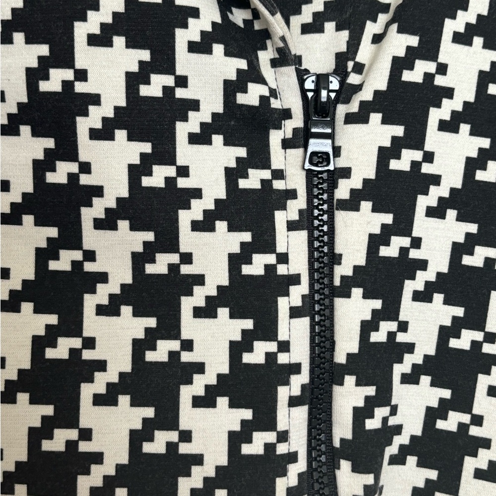 New Ellen Tracy moto style houndstooth zip blazer jacket Size 14 - Picture 5 of 6